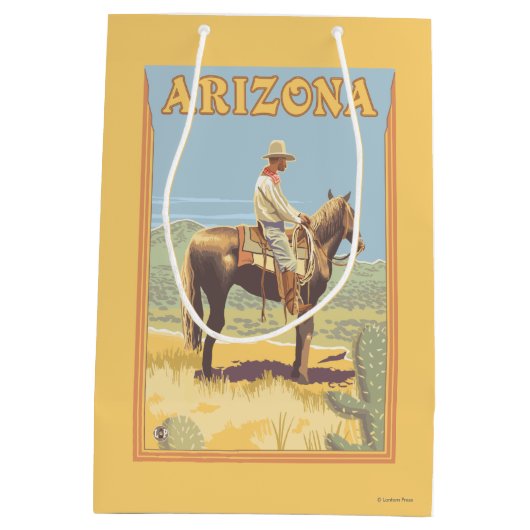 Cowboy (Seitenansicht) Arizona Mittlere Geschenktüte (Rückseite)