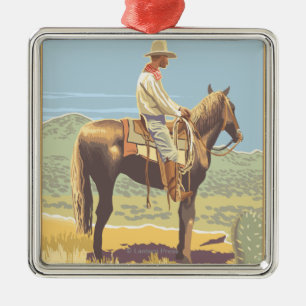 Cowboy (Seitenansicht) Arizona Silbernes Ornament