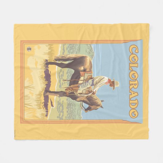 Cowboy (Seitenansicht) Colorado Fleecedecke (Vorderseite (Horizontal))