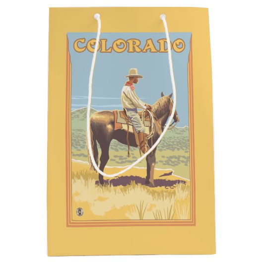Cowboy (Seitenansicht) Colorado Mittlere Geschenktüte (Vorderseite)