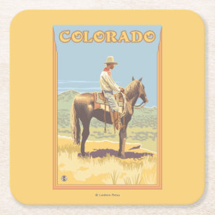Cowboy (Seitenansicht) Colorado Rechteckiger Pappuntersetzer