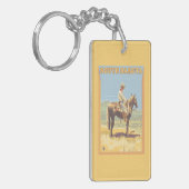 Cowboy (Seitenansicht) South Dakota Schlüsselanhänger (Vorderseite links)