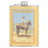 Cowboy (Seitenansicht) Wyoming Flachmann (Vorderseite)