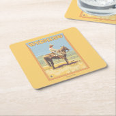 Cowboy (Seitenansicht) Wyoming Rechteckiger Pappuntersetzer (angewinkelt)