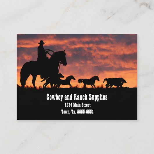 Cowboy Services oder Ranch Reitpferde Visitenkarte (Vorderseite)