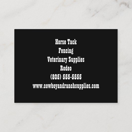Cowboy Services oder Ranch Reitpferde Visitenkarte (Rückseite)