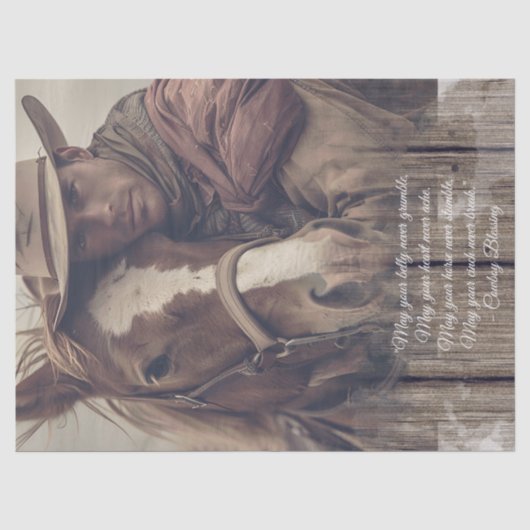 Cowboy Sessing Western Man Horse Seidenpapier (Vorderseite)