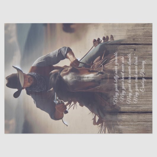Cowboy Sessing Western Man Horse Seidenpapier (Vorderseite)