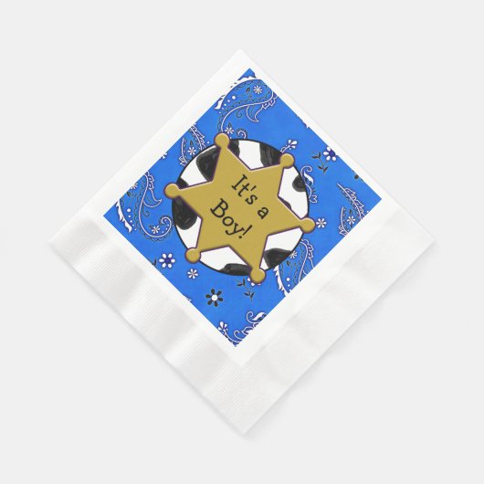 Cowboy Sheriff Abzeichen Babydusche Napkins Serviette (Ecke)