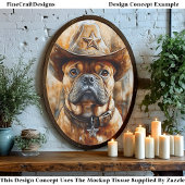 Cowboy Sheriff Bulldog Hund in Hat DD4 Decoupage Seidenpapier