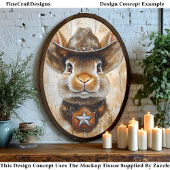 Cowboy Sheriff Bunny Rabbit in Hat DD5 Decoupage Seidenpapier