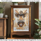 Cowboy Sheriff Bunny Rabbit in Hat DD5 Decoupage Seidenpapier