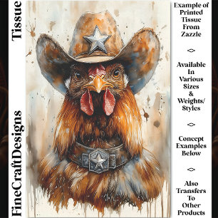 Cowboy Sheriff Hahn im Hut & Stern DD8 Decoupage Seidenpapier