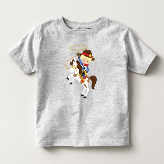 Cowboy, Sheriff, Pferd, Lasso, Western, Blond Hair Kleinkind T-shirt (Vorderseite)