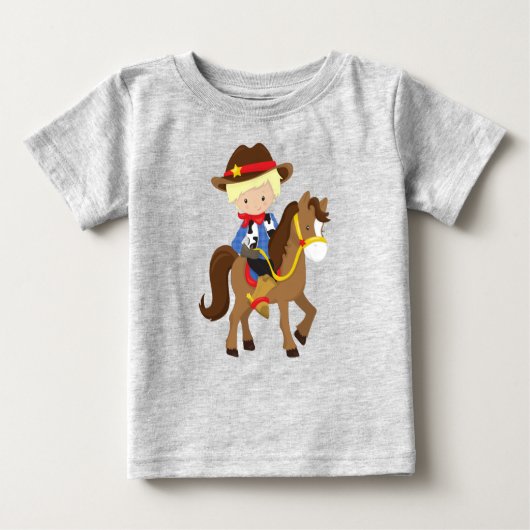 Cowboy, Sheriff, Pferd, Western, blondes Haar Baby T-shirt (Vorderseite)