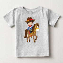 Cowboy, Sheriff, Pferd, Western, Braunhaar Baby T-shirt