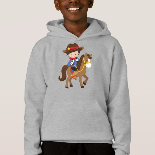 Cowboy, Sheriff, Pferd, Western, Braunhaar Hoodie (Vorderseite)