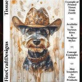 Cowboy Sheriff Schnauzer Hund in Hat DD7 Decoupage Seidenpapier