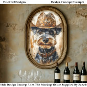 Cowboy Sheriff Schnauzer Hund in Hat DD7 Decoupage Seidenpapier