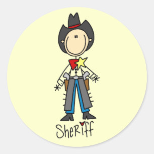 Cowboy Sheriff T-Shirts und Geschenke Runder Aufkleber