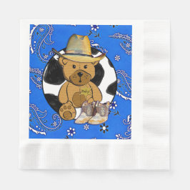 Cowboy Sheriff Teddy Bear Babydusche Napkins Serviette