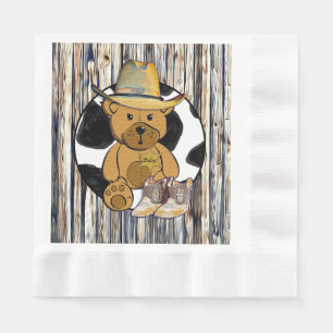 Cowboy Sheriff Teddy Bear Babydusche Napkins Serviette