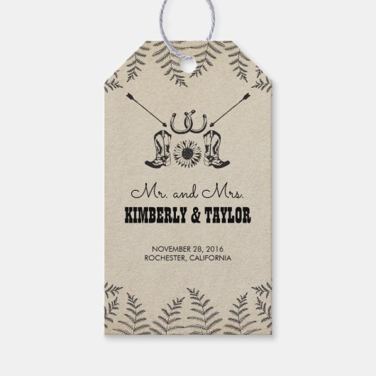 Cowboy Shoes Country Wedding Mr. und Mrs. Geschenkanhänger (Vorderseite)