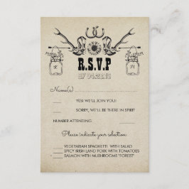 Cowboy Shows Country Rustic Wedding RSVP Karte