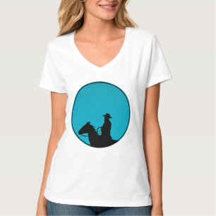 Cowboy-Silhouette auf Türkis T-Shirt
