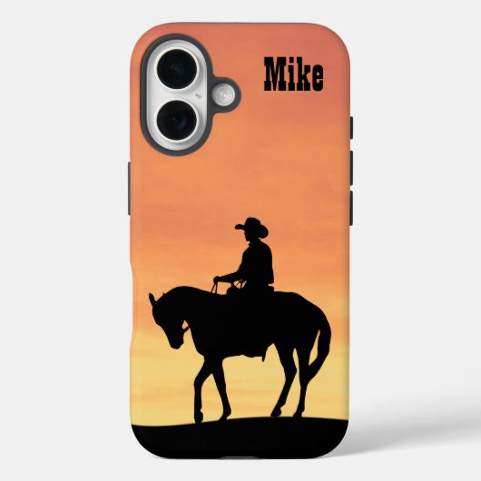 Cowboy-Silhouette bei Sunset Case-Mate iPhone Hülle (Rückseite)