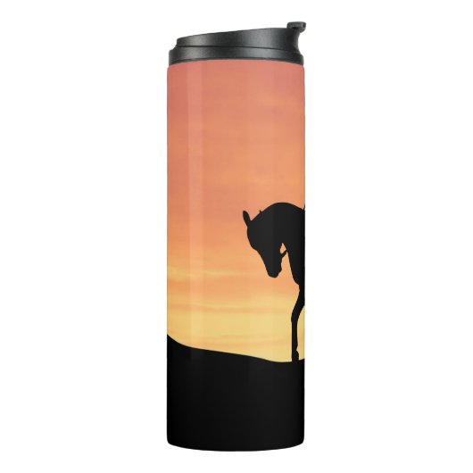 Cowboy-Silhouette bei Sunset Thermosbecher (Nach links gedreht)