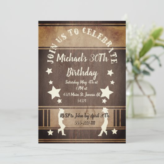 Cowboy-Silhouette Einladung (Stehend Vorderseite)