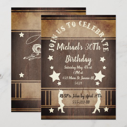 Cowboy-Silhouette Einladung (Vorne/Hinten)