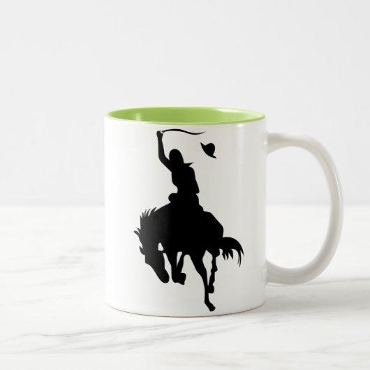 Cowboy-Silhouette; Glühen Zweifarbige Tasse (Rechts)