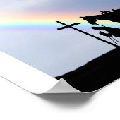 Cowboy-Silhouette mit Regenbogenposter Poster (Ecke)