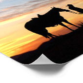 Cowboy-Silhouette mit Sonnenuntergang-Poster Poster (Ecke)