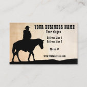Cowboy Silhouette Pferdezubehör Training Boarding Visitenkarte (Vorderseite)