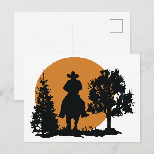 Cowboy-Silhouette Postkarte (Vorne/Hinten)