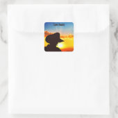 Cowboy-Silhouette Quadratischer Aufkleber (Tasche)