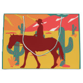 Cowboy Silhouette Wüste Landschaft Große Geschenktüte (Vorderseite)