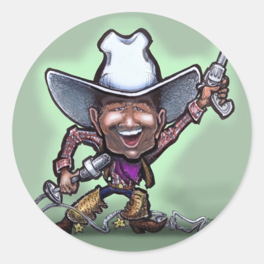 Cowboy singen runder aufkleber (Vorderseite)
