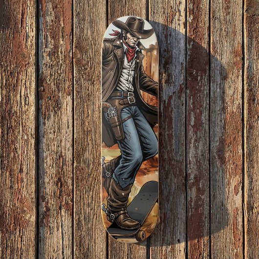 Cowboy Skaten Illustration Skateboard