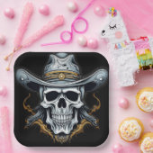Cowboy Skeleton Pappteller (Party)