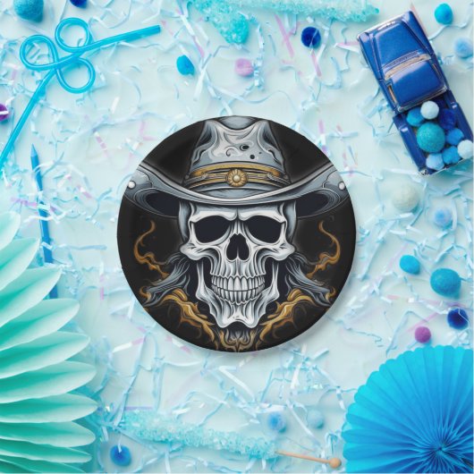 Cowboy Skeleton Pappteller (Party)