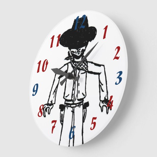 Cowboy Sketch Clock Große Wanduhr (Winkel)