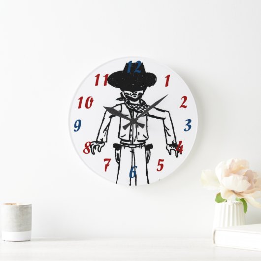 Cowboy Sketch Clock Große Wanduhr (Zuhause)