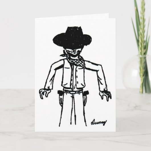 Cowboy Sketch "Howdy Pardner" Grußkarte Karte (Vorderseite)