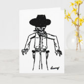 Cowboy Sketch "Howdy Pardner" Grußkarte Karte (Gelbe Blume)