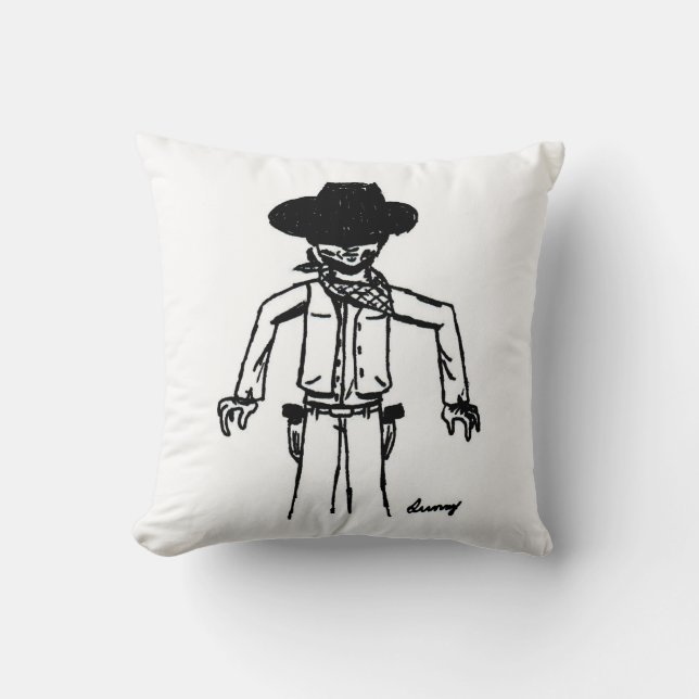 Cowboy Sketch Pillow Kissen (Vorderseite)