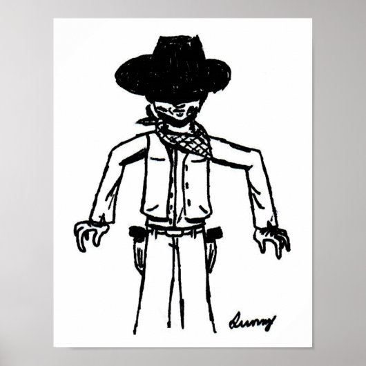 Cowboy Sketch Print Poster (Vorne)